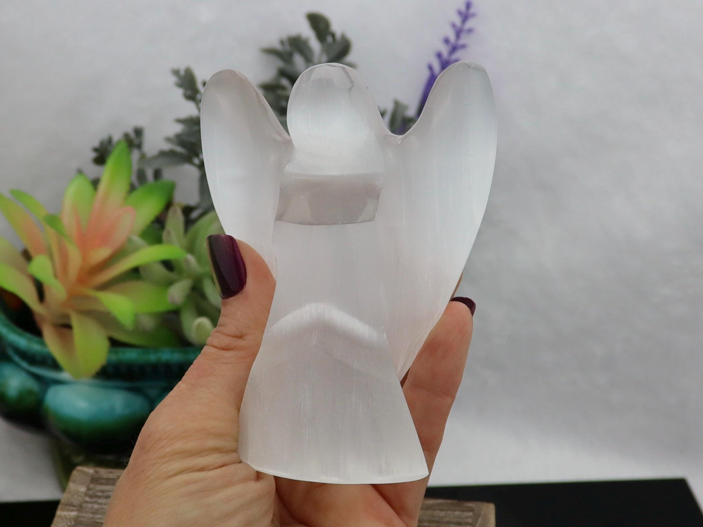 Selenite Angel – Hand-Carved Crystal Guardian for Peace, Protection & Spiritual Connection