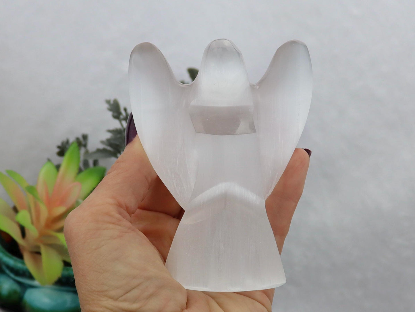 Selenite Angel – Hand-Carved Crystal Guardian for Peace, Protection & Spiritual Connection