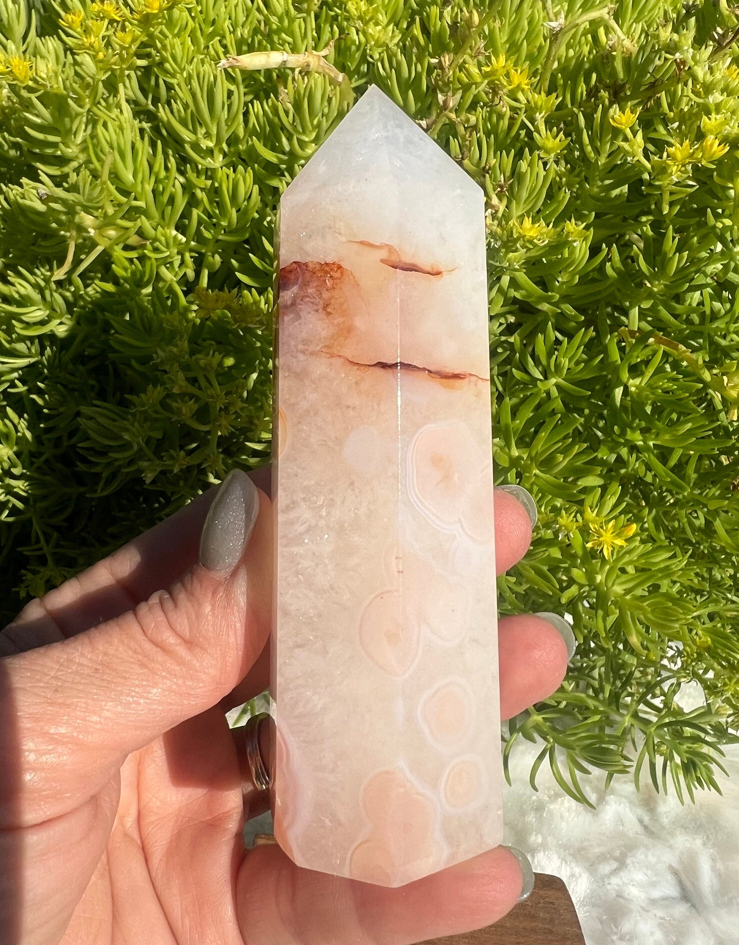 Carnelian Flower Agate Crystal Tower
