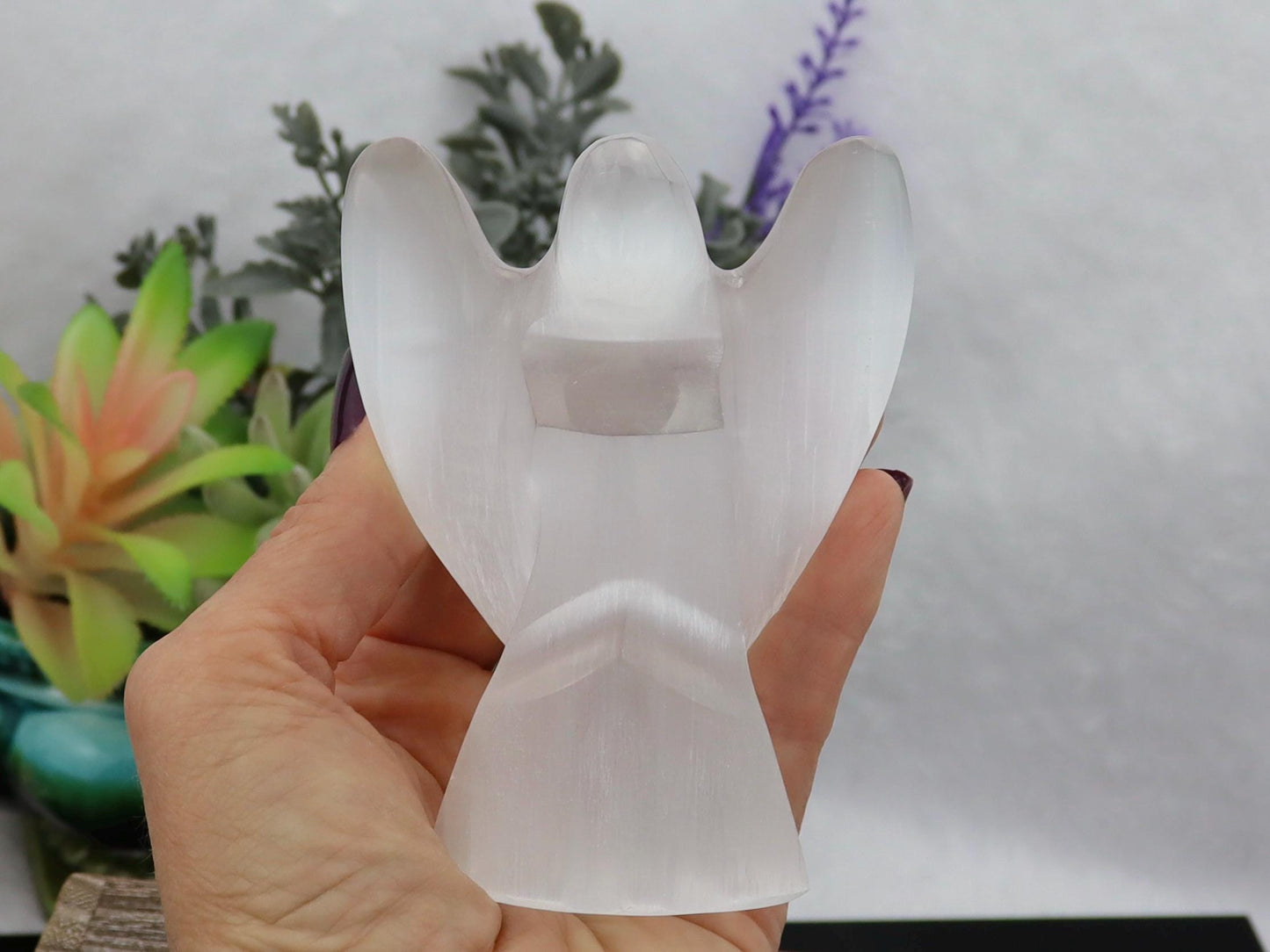 Selenite Angel – Hand-Carved Crystal Guardian for Peace, Protection & Spiritual Connection