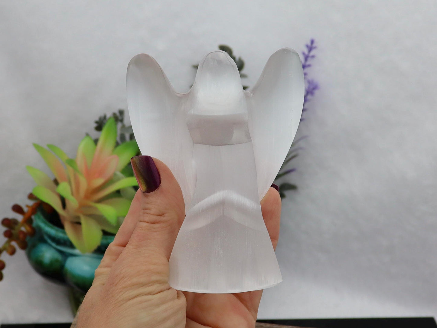 Selenite Angel – Hand-Carved Crystal Guardian for Peace, Protection & Spiritual Connection
