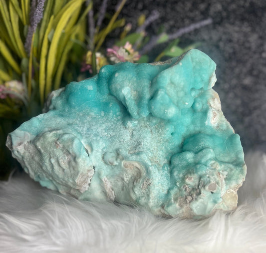 Large Blue Aragonite Specimen, Natural Blue Aragonite