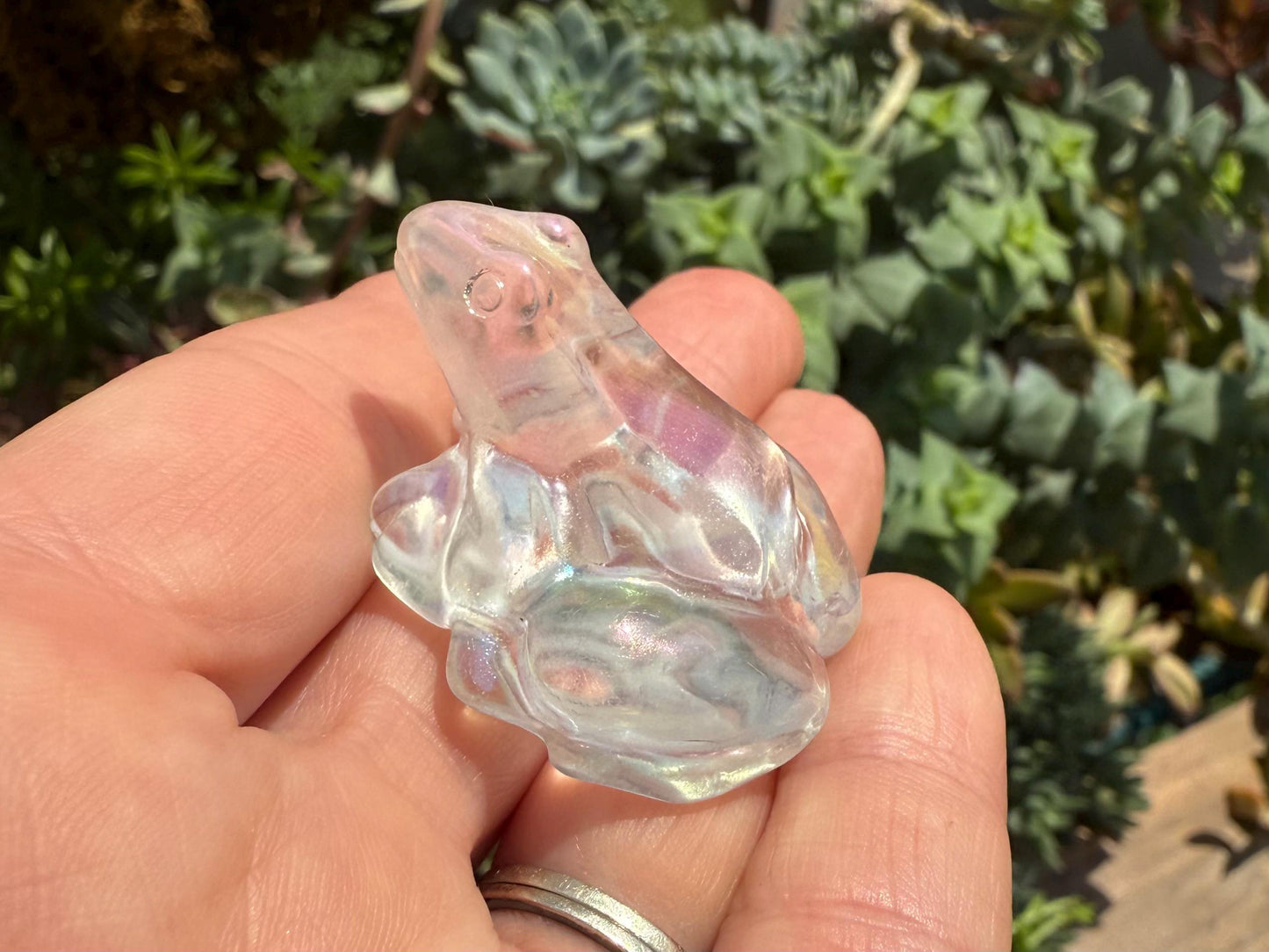 Angel Aura Glass Sea Turtle and Frog