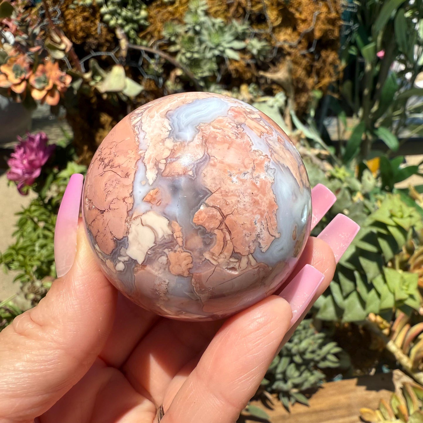 Druzy Cotton Candy Agate Sphere, Pink Agate Crystal Spheres