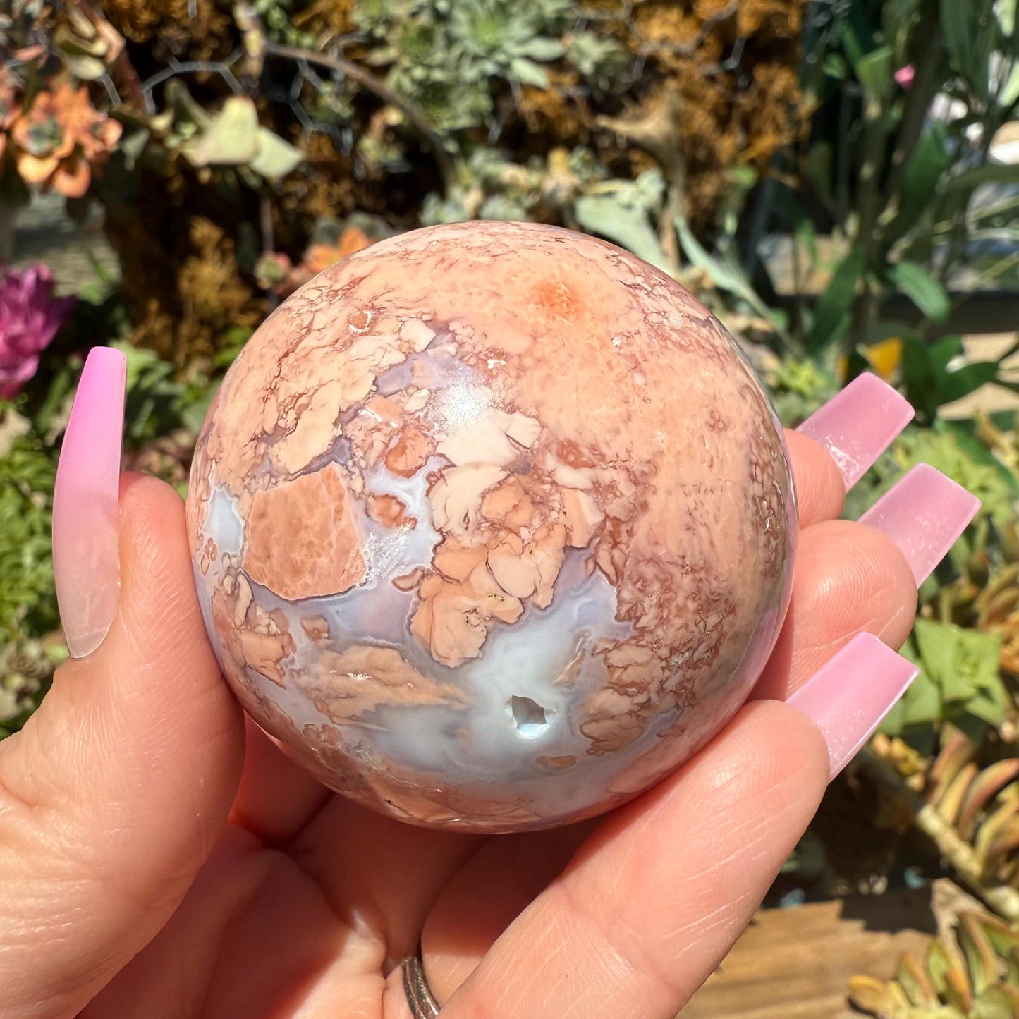Druzy Cotton Candy Agate Sphere, Pink Agate Crystal Spheres