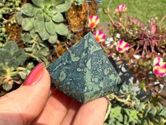 Crystal Pyramid: Rose Quartz, Kambaba Jasper, Amazonite