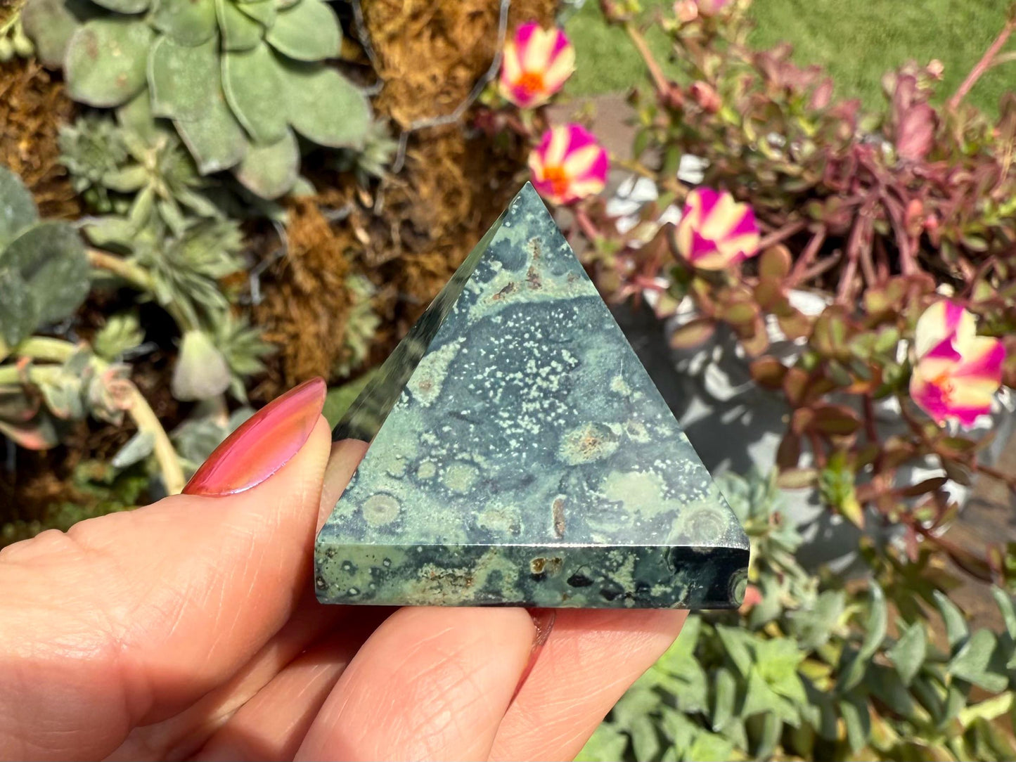 Crystal Pyramid: Rose Quartz, Kambaba Jasper, Amazonite