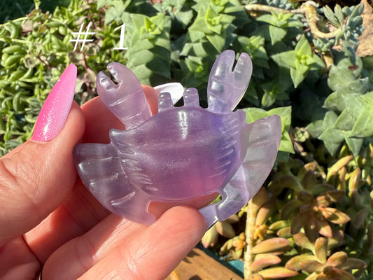 Purple Fluorite Crystal Crab Carving