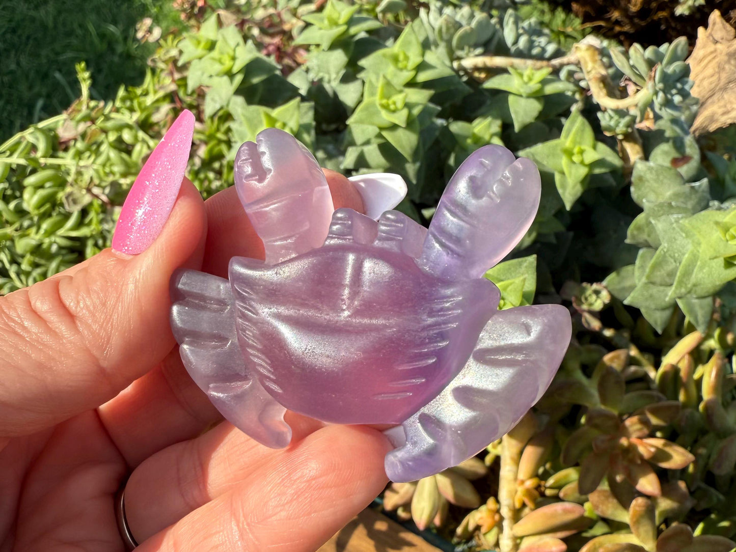 Purple Fluorite Crystal Crab Carving