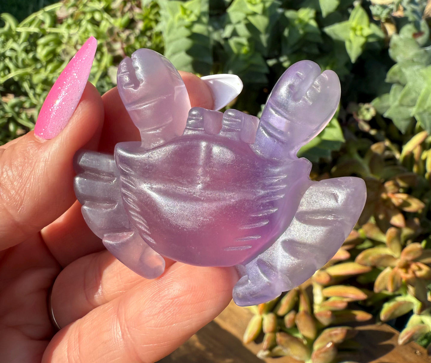Purple Fluorite Crystal Crab Carving