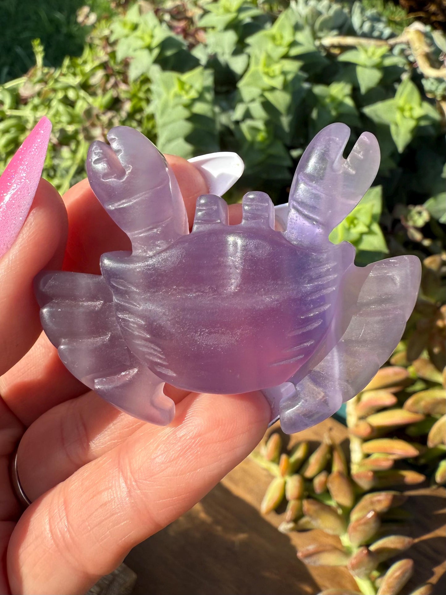 Purple Fluorite Crystal Crab Carving