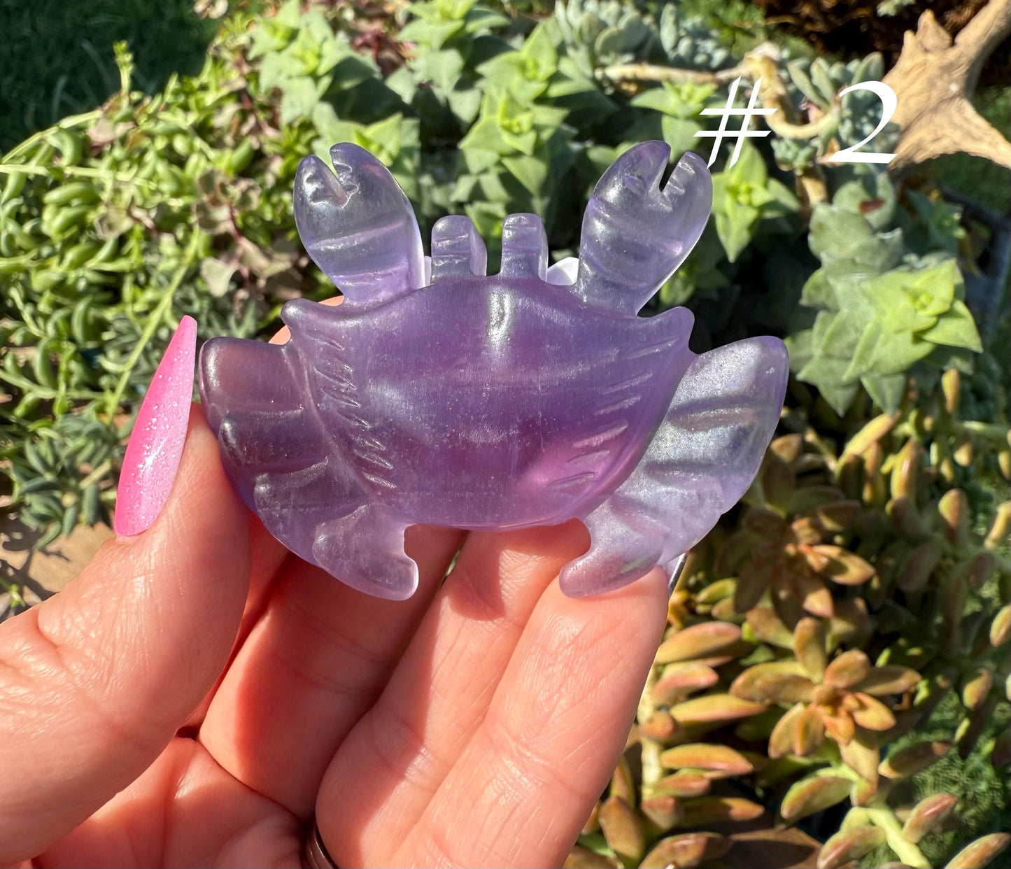Purple Fluorite Crystal Crab Carving