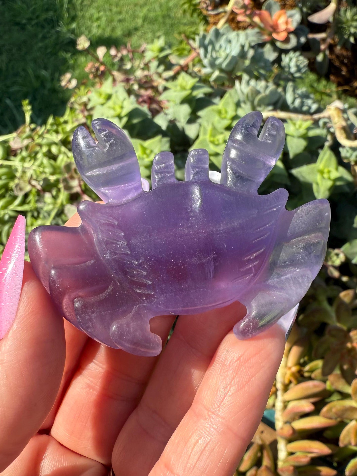 Purple Fluorite Crystal Crab Carving