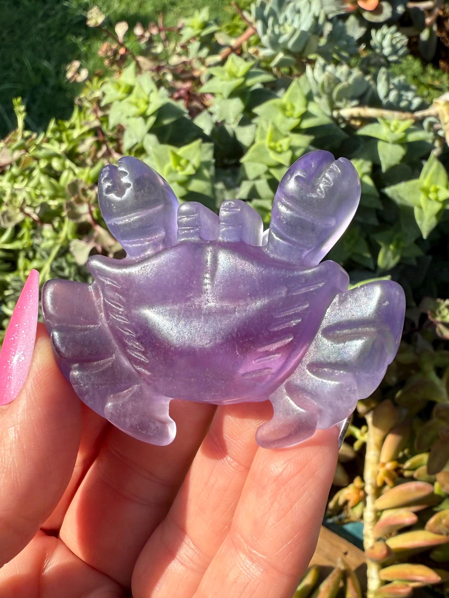 Purple Fluorite Crystal Crab Carving