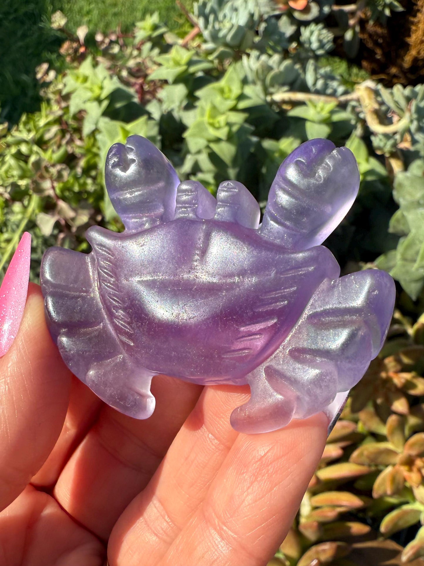Purple Fluorite Crystal Crab Carving