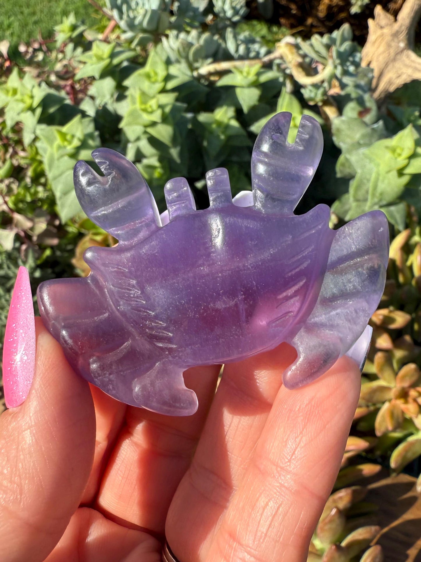 Purple Fluorite Crystal Crab Carving