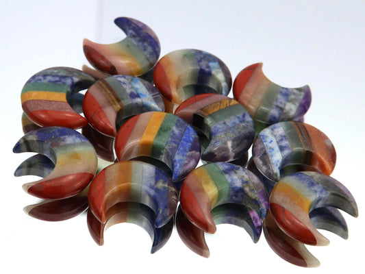 7 Chakra Gemstone Moon Carvings
