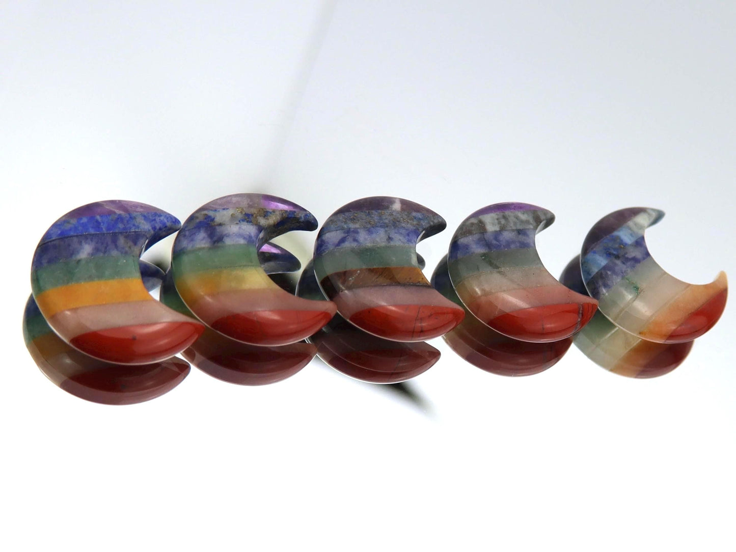 7 Chakra Gemstone Moon Carvings