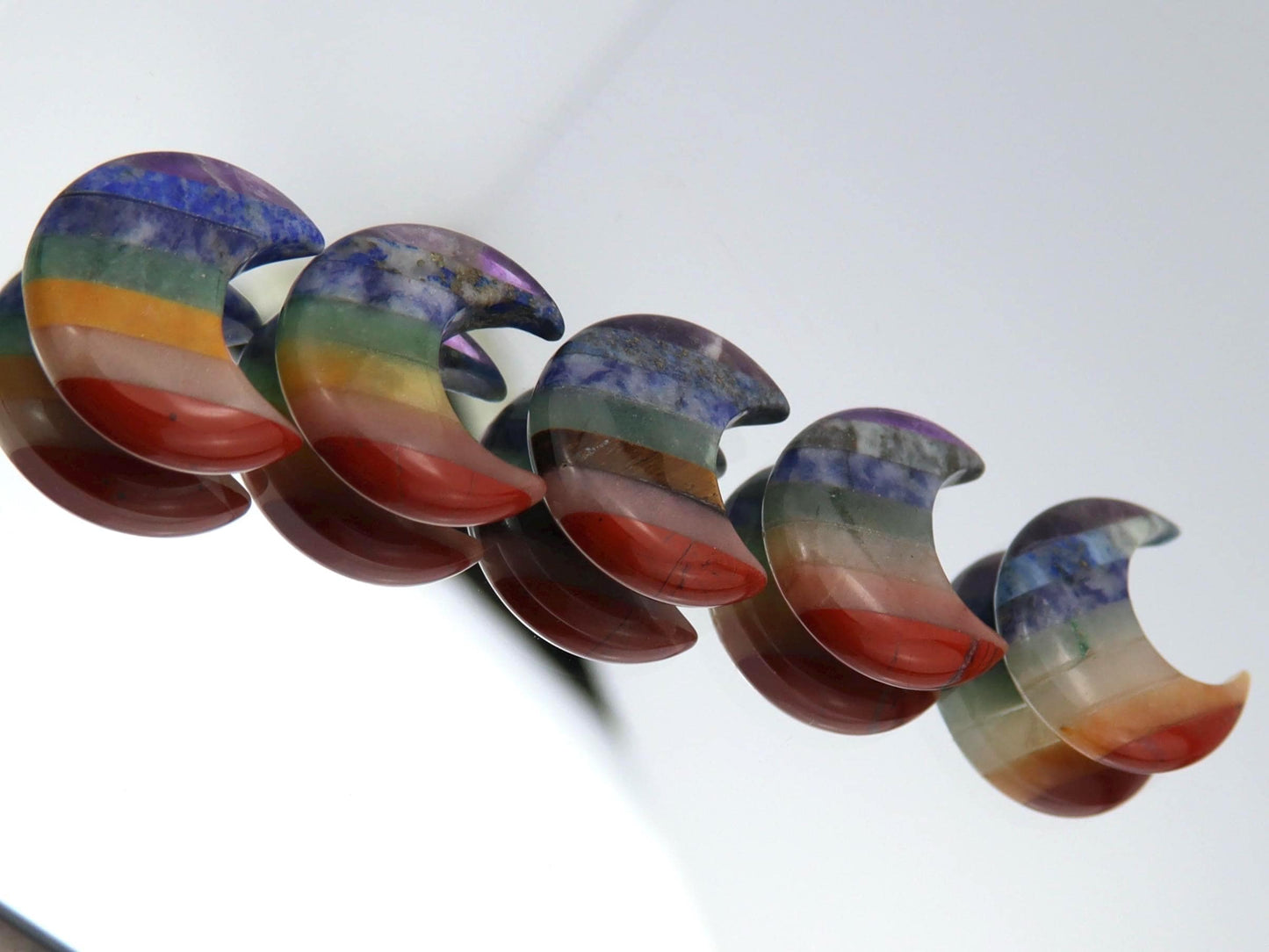 7 Chakra Gemstone Moon Carvings