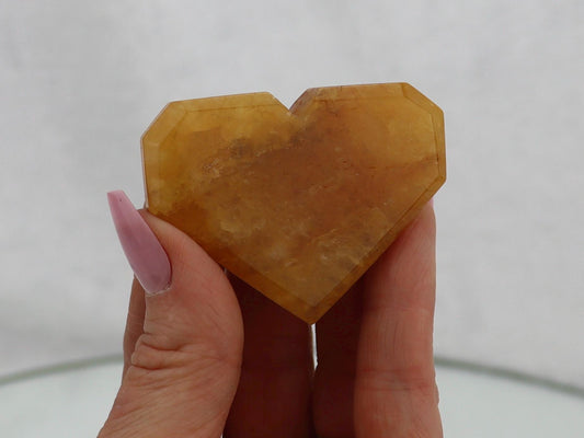 Golden Healer Crystal Heart Carving