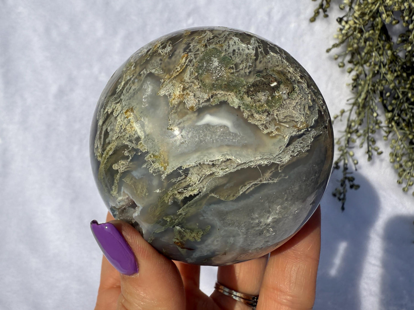 Druzy Moss Agate Crystal Sphere