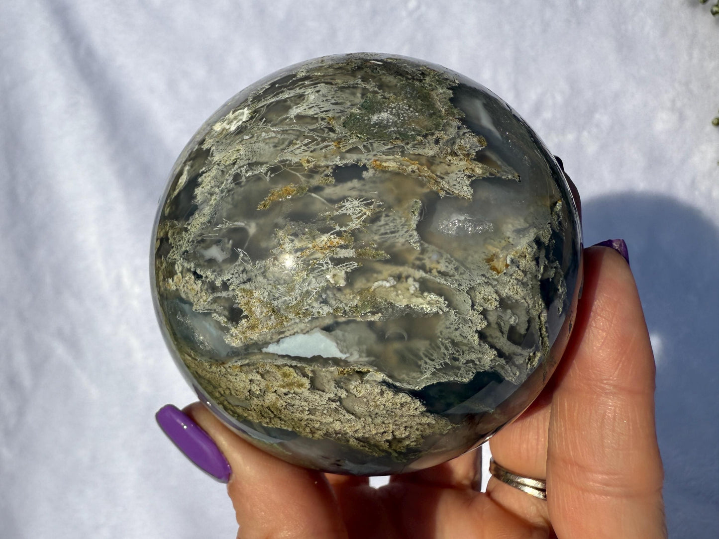 Druzy Moss Agate Crystal Sphere