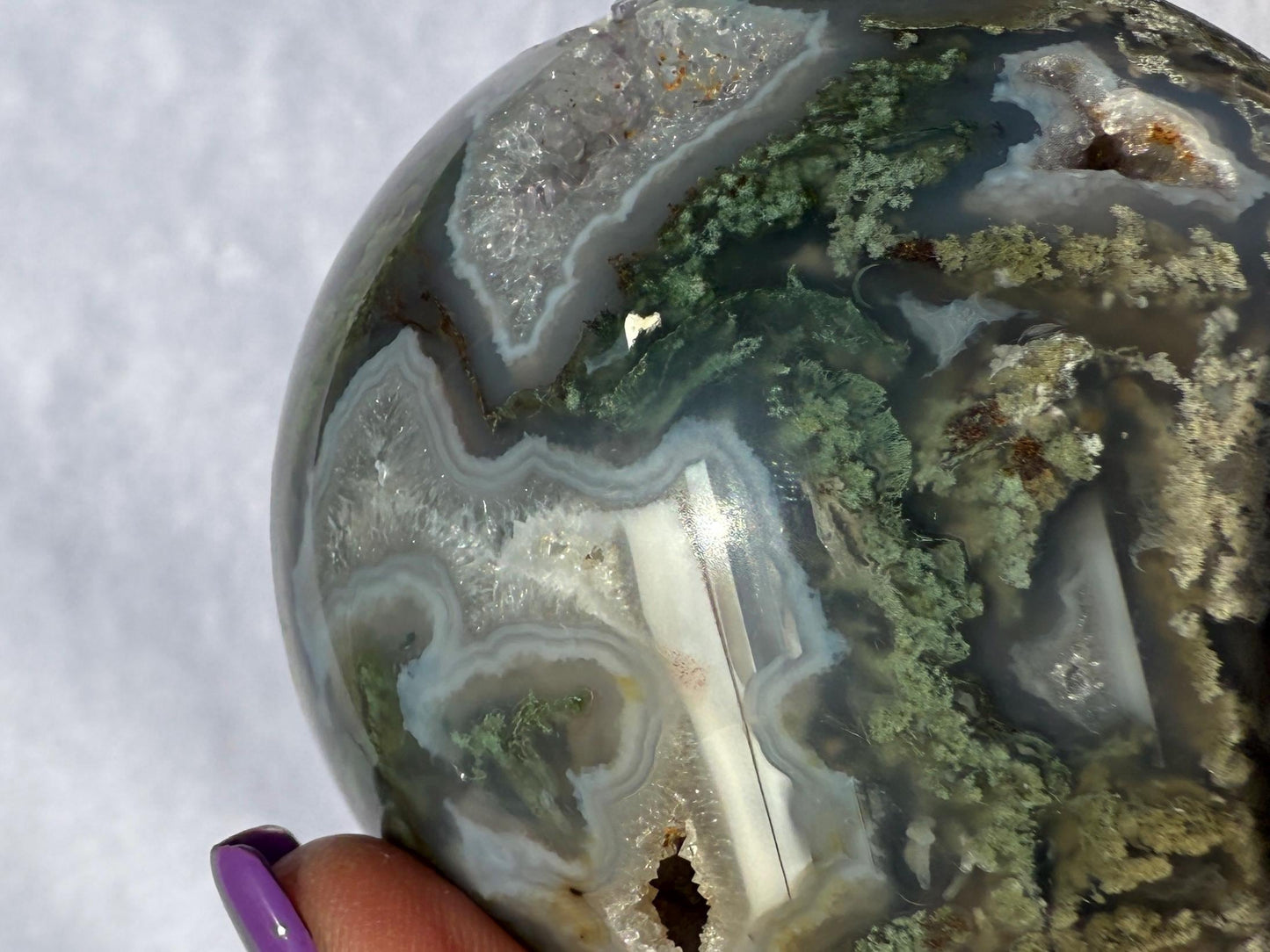 Druzy Moss Agate Crystal Sphere