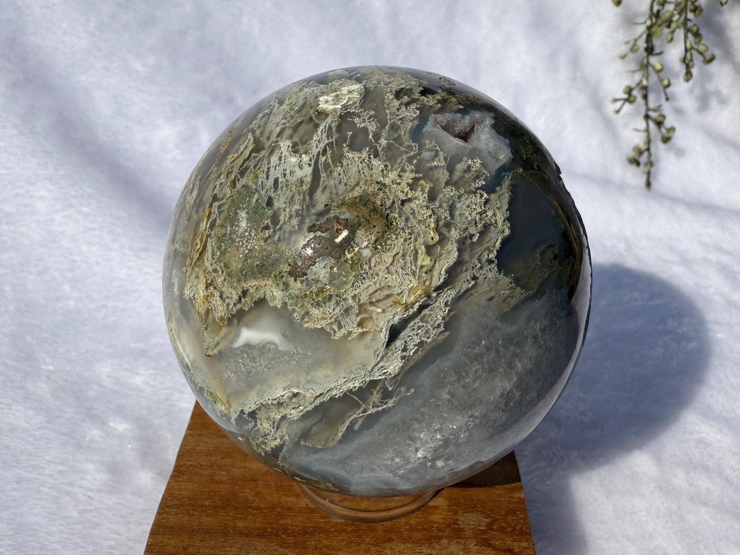 Druzy Moss Agate Crystal Sphere