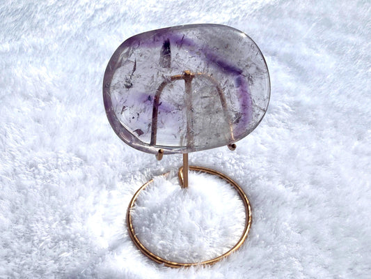 Phantom Amethyst Palm Stone with Display Stand