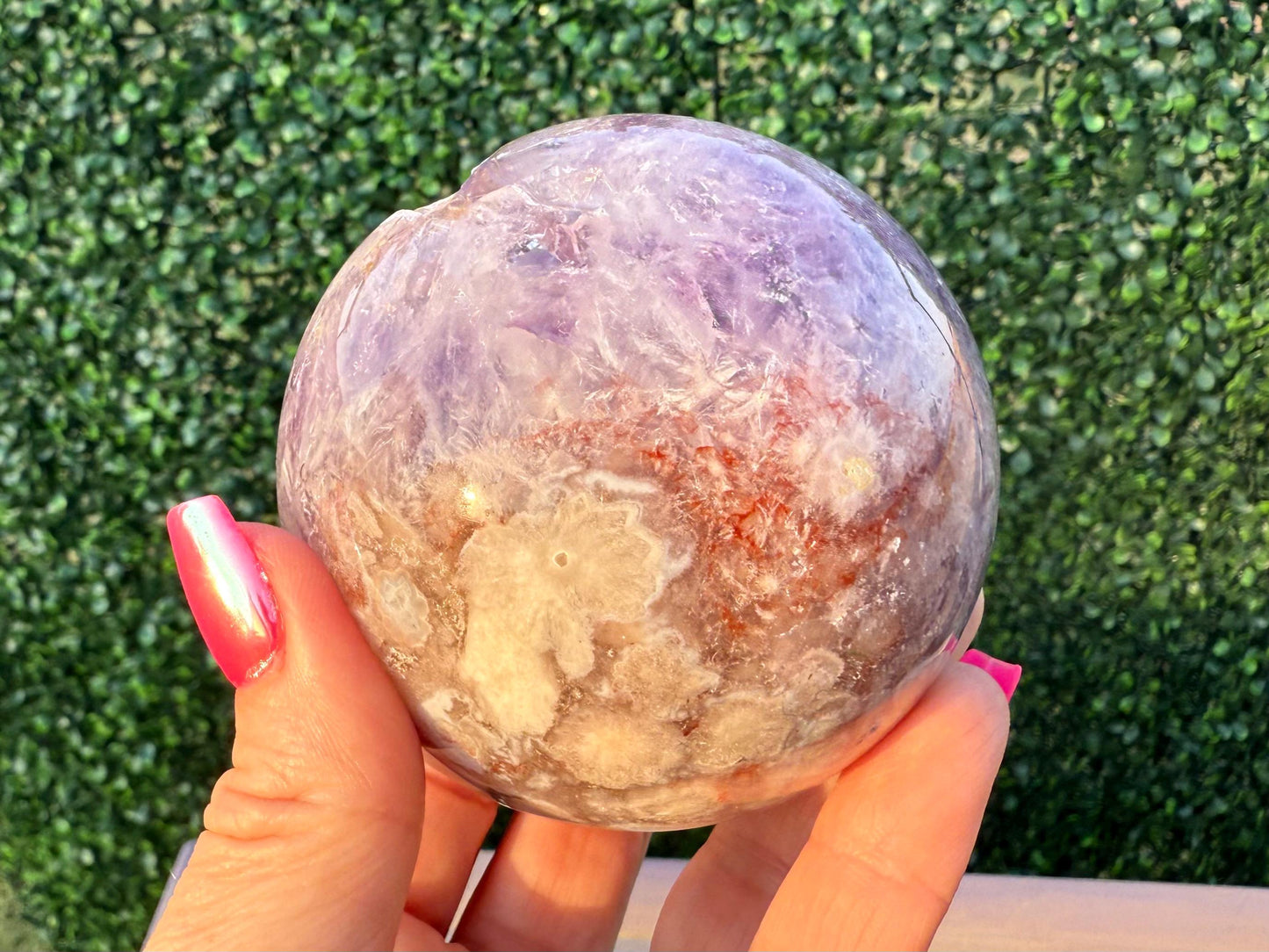 Amethyst Flower Agate Crystal Sphere