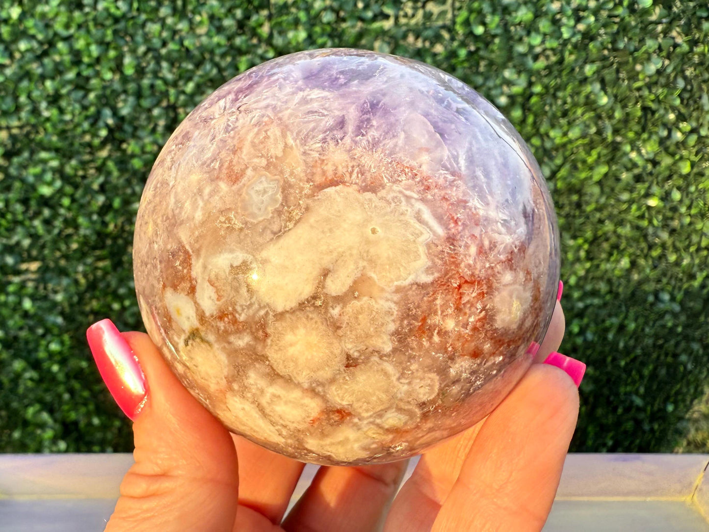 Amethyst Flower Agate Crystal Sphere