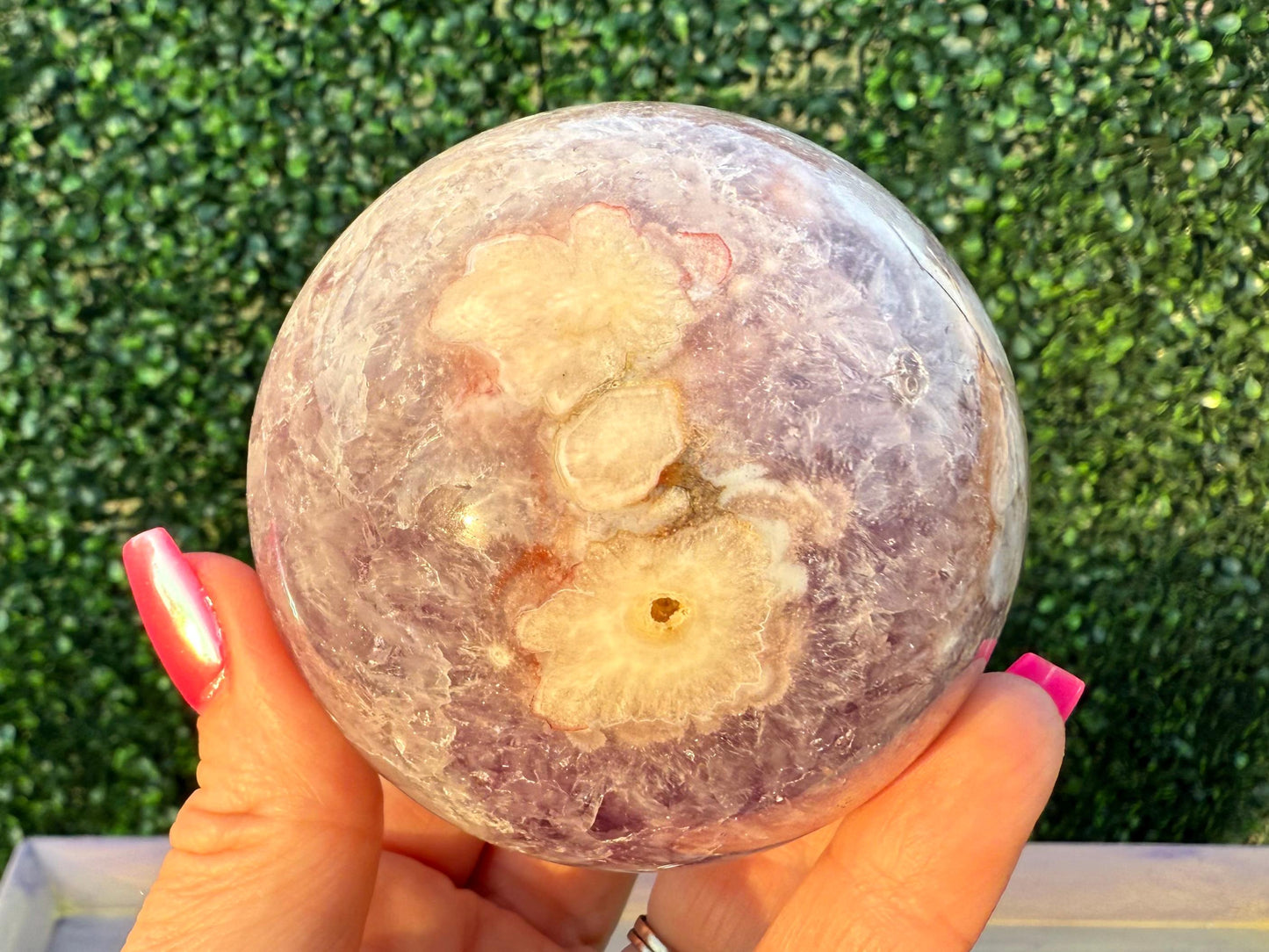 Amethyst Flower Agate Crystal Sphere