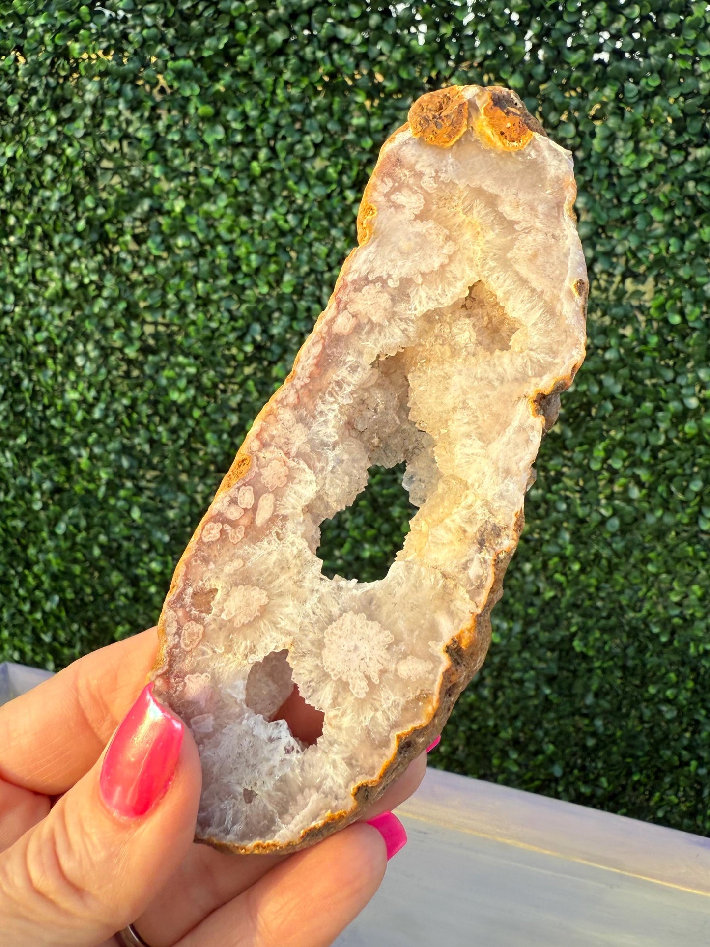 Druzy Pink Flower Agate Slice
