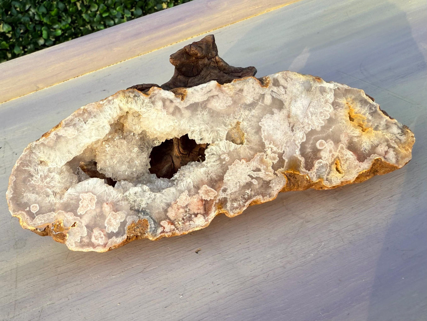 Druzy Pink Flower Agate Slice