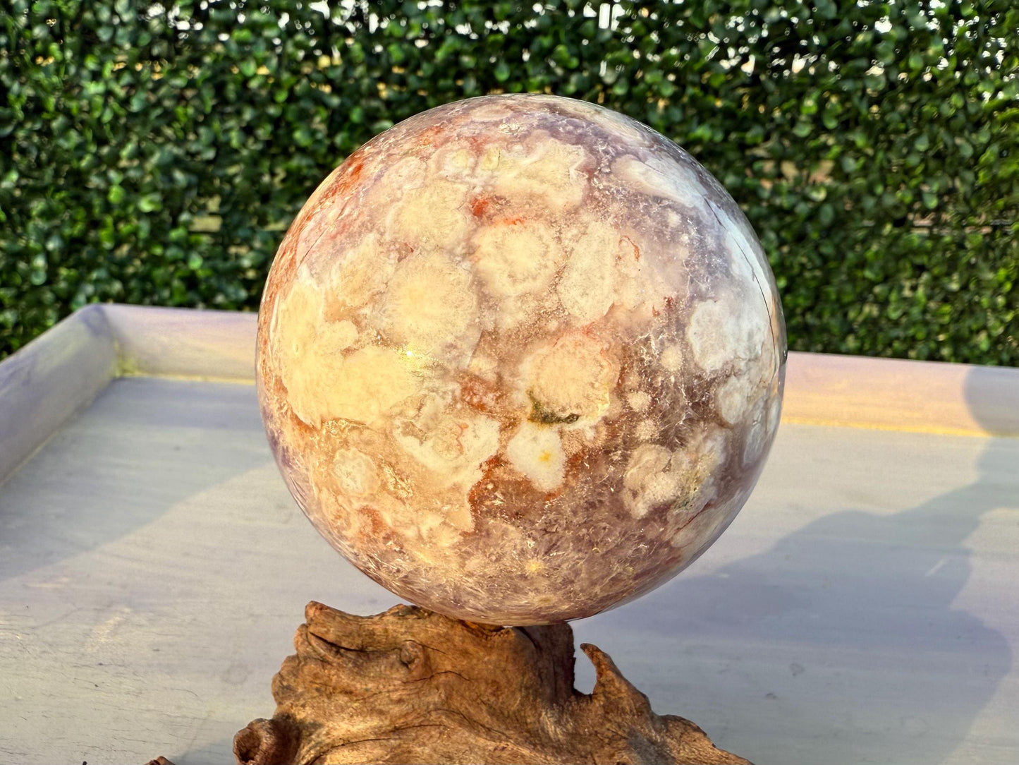 Amethyst Flower Agate Crystal Sphere
