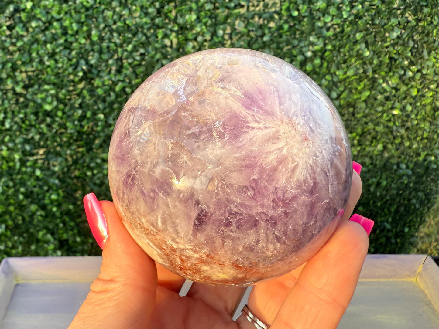Amethyst Flower Agate Crystal Sphere