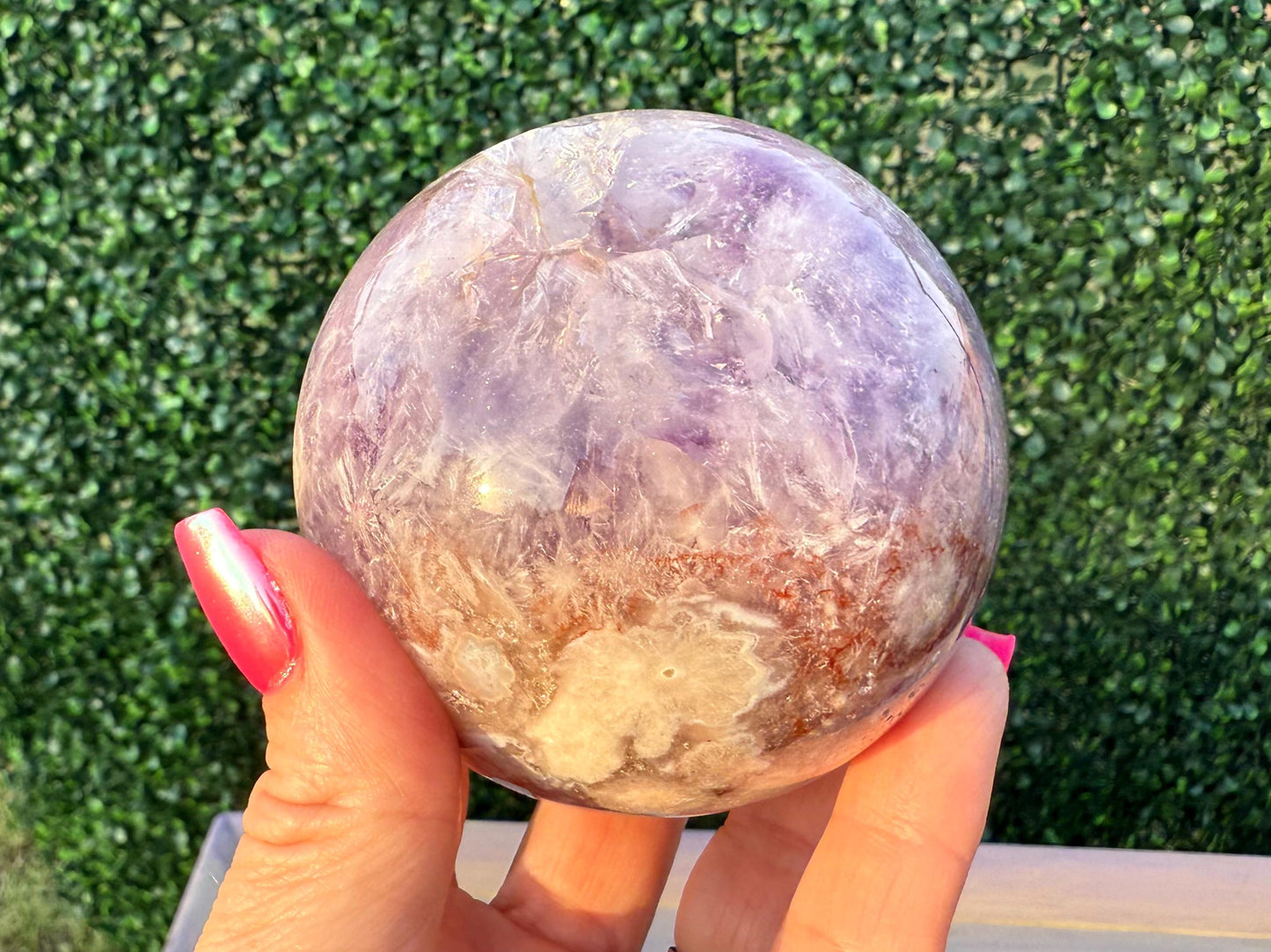 Amethyst Flower Agate Crystal Sphere
