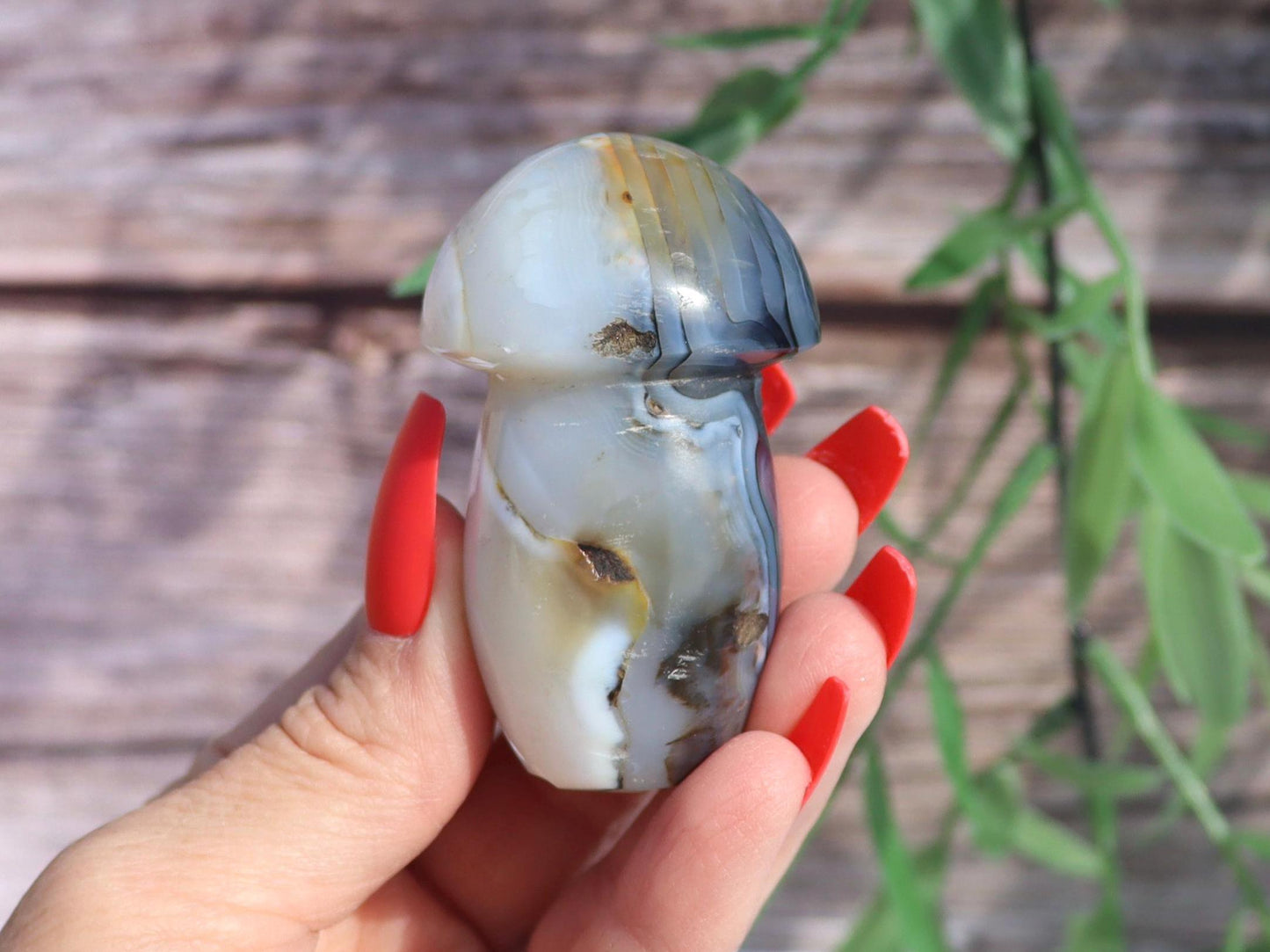 Banded Agate Crystal Mushroom Buddy