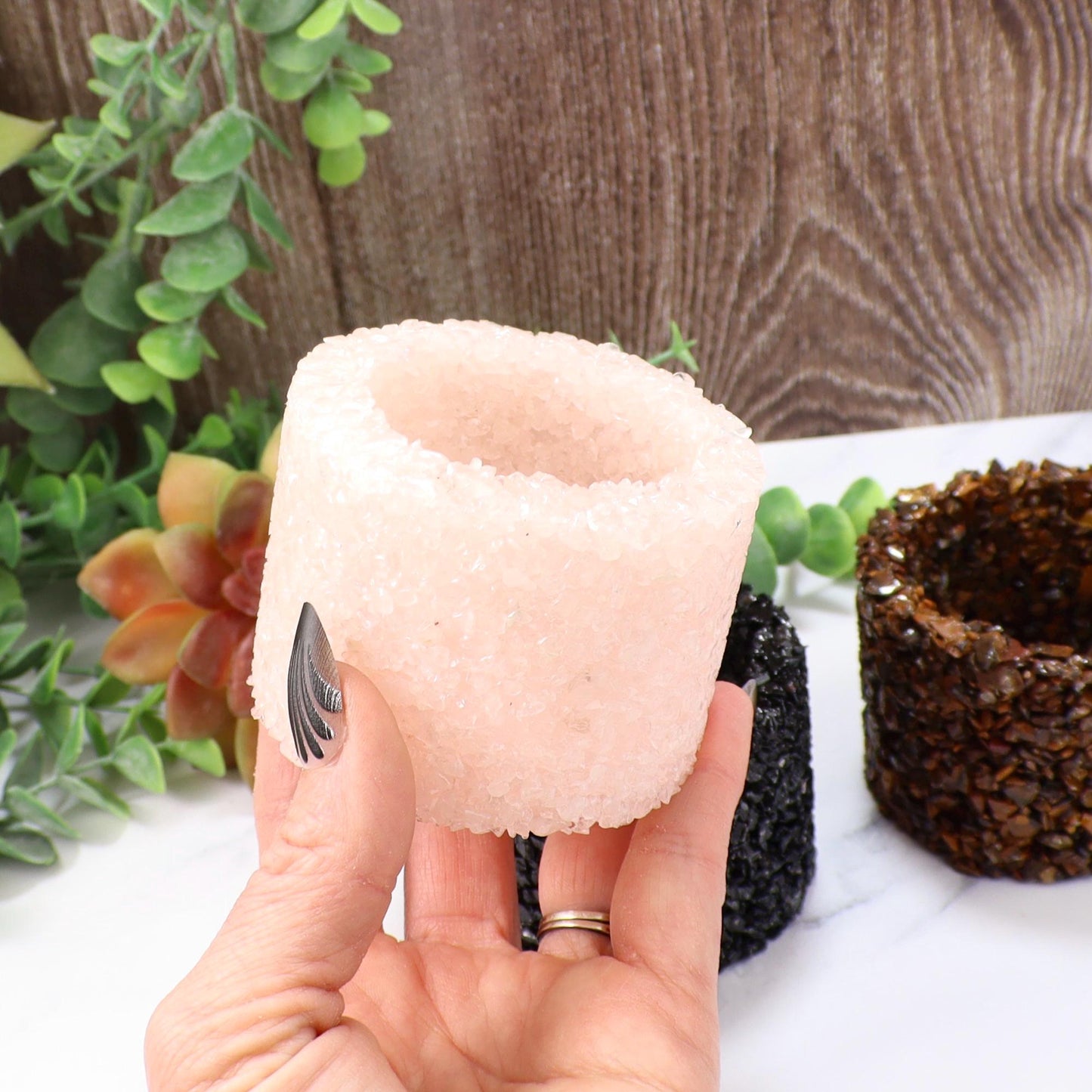 Crystal Chip Plant Pot: Desk Decor, Crystal Planter
