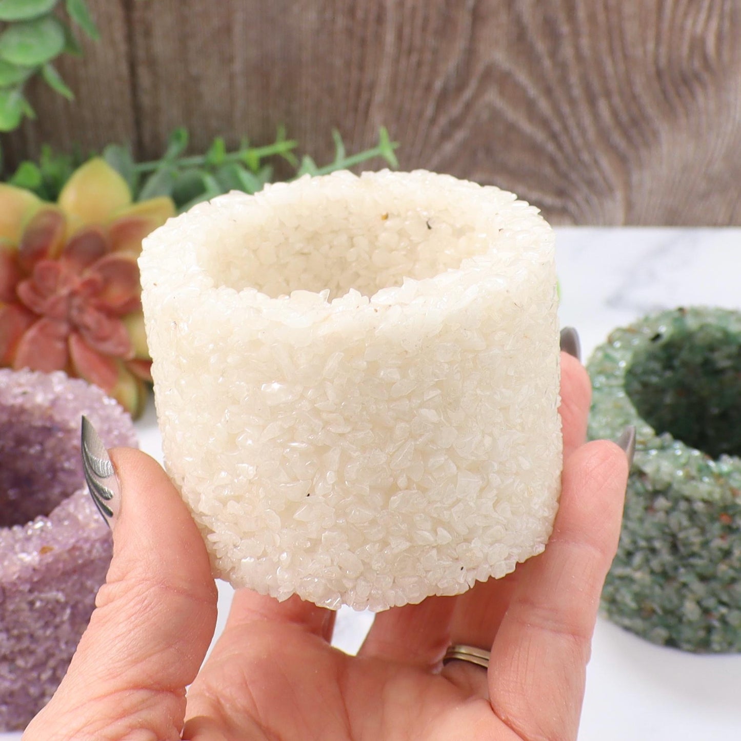 Crystal Chip Plant Pot: Desk Decor, Crystal Planter