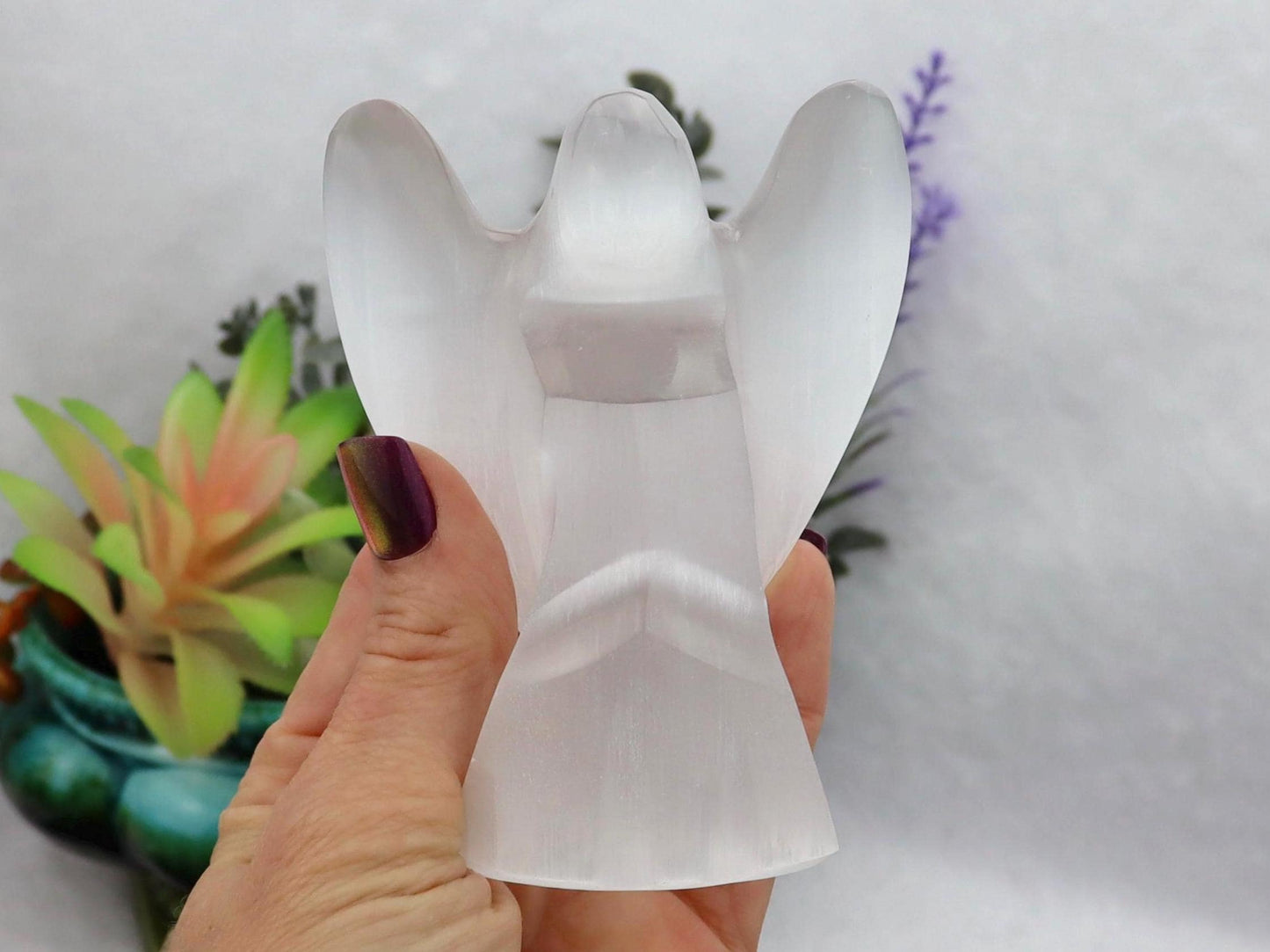 Hand-Carved Selenite Angel Crystal