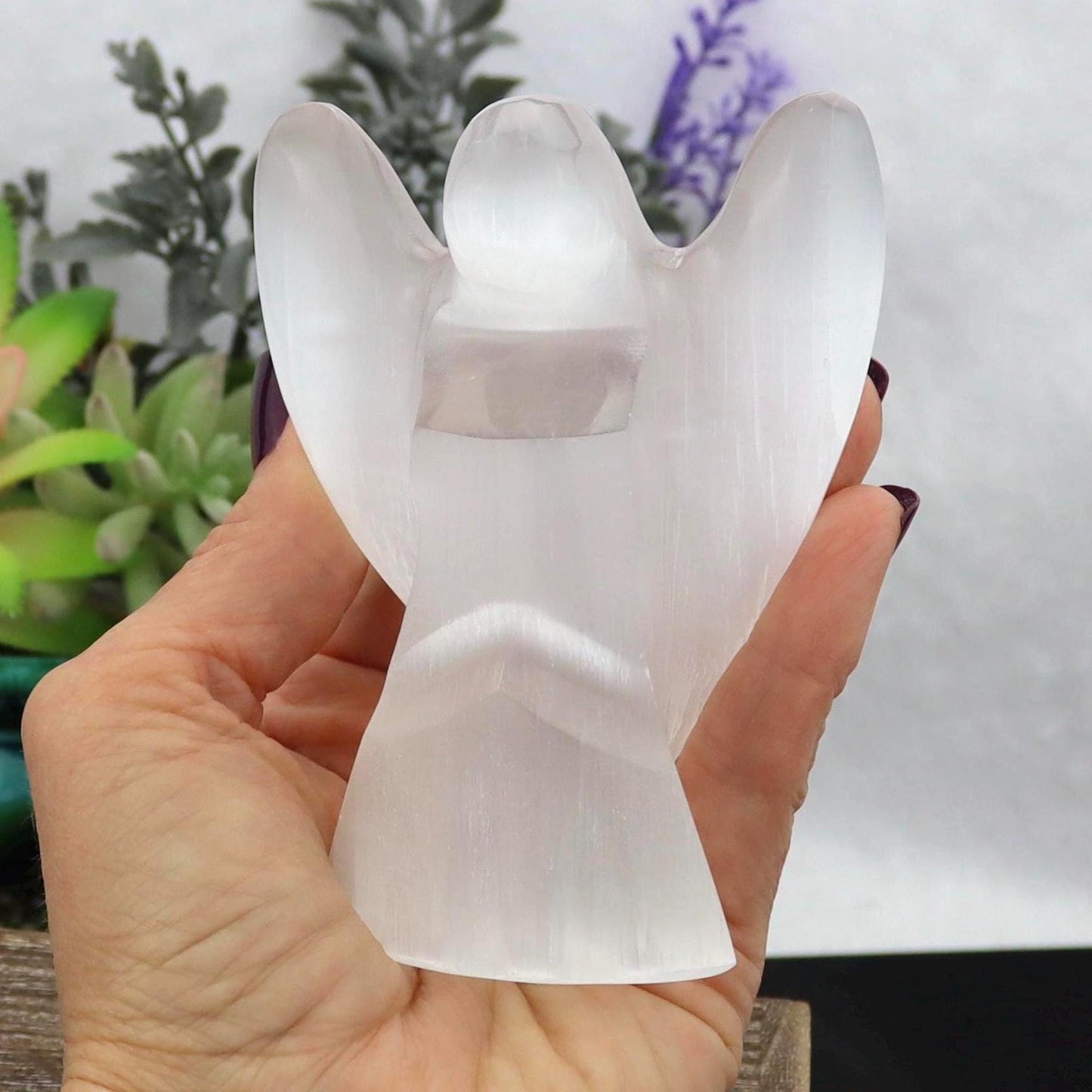 Hand-Carved Selenite Angel Crystal