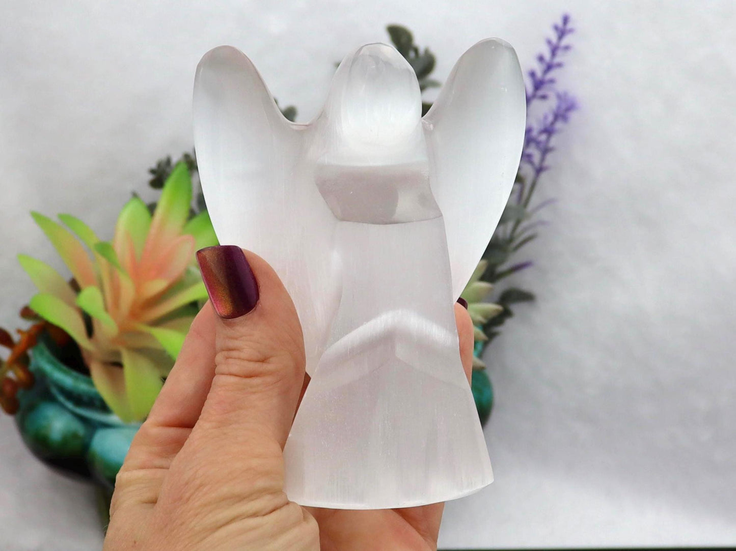 Hand-Carved Selenite Angel Crystal