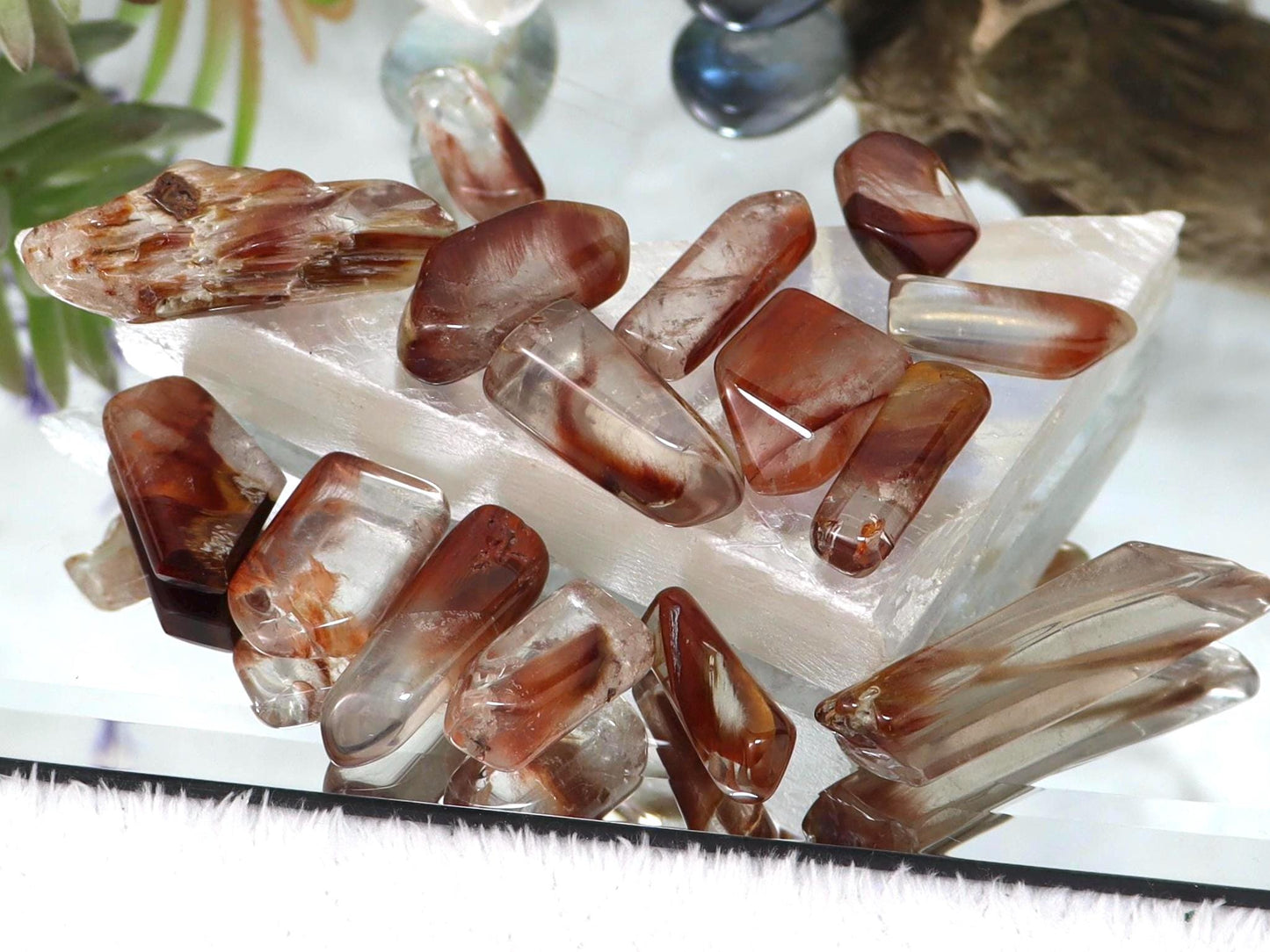Amphibole Quartz Tumbled Stones