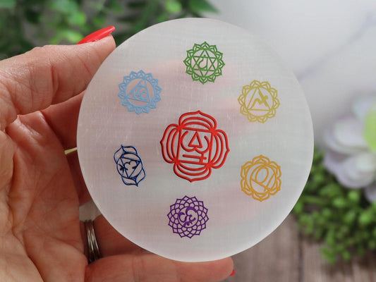 Selenite 7 Chakra Charging Plate Disk