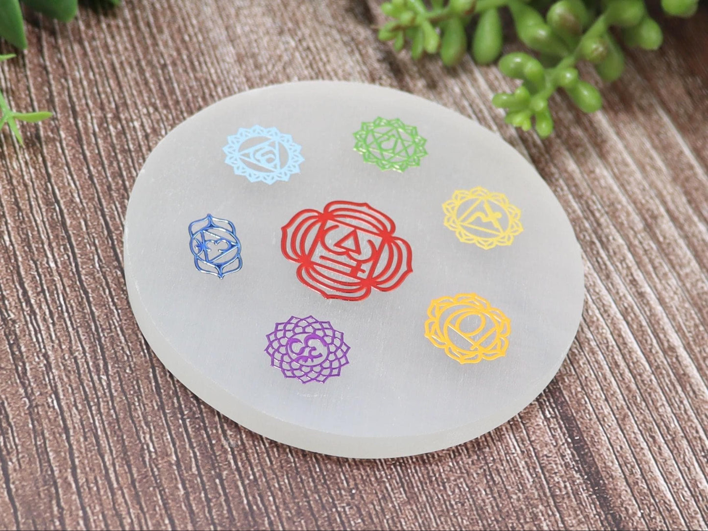 Selenite 7 Chakra Charging Plate Disk