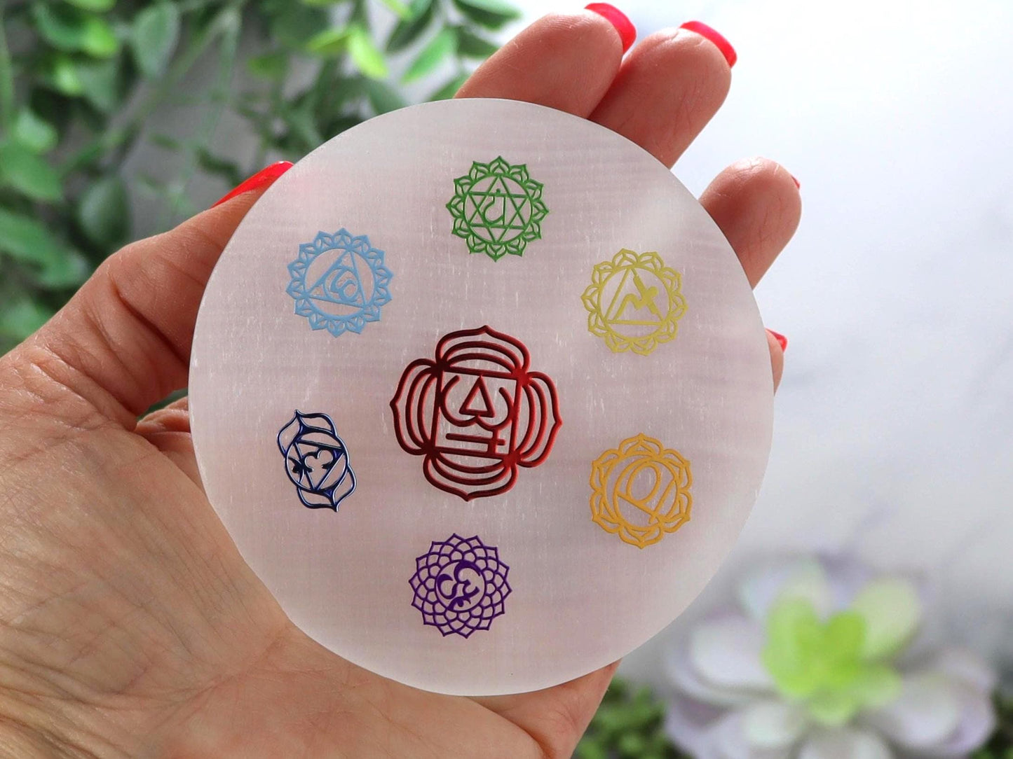 Selenite 7 Chakra Charging Plate Disk