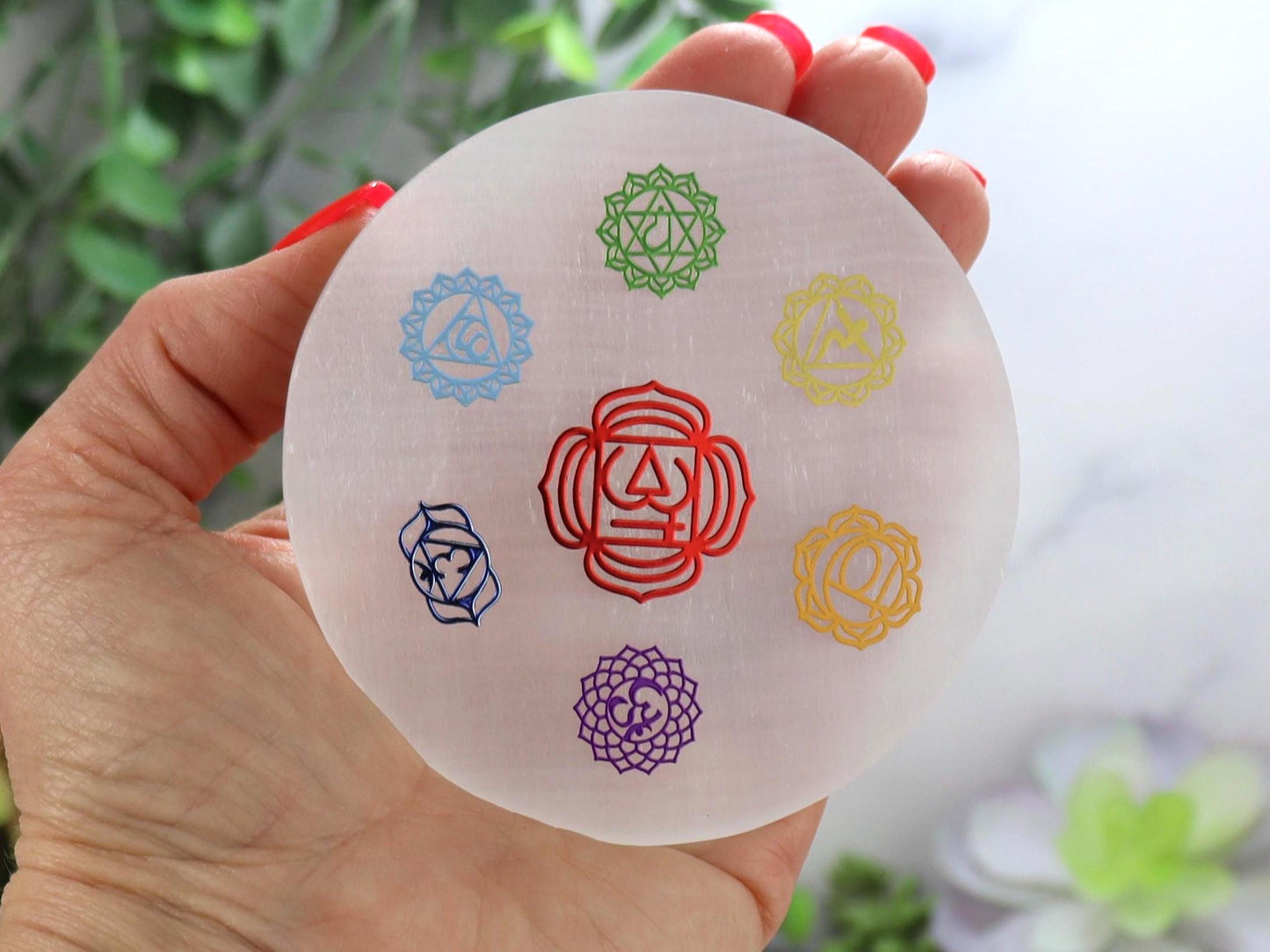 Selenite 7 Chakra Charging Plate Disk