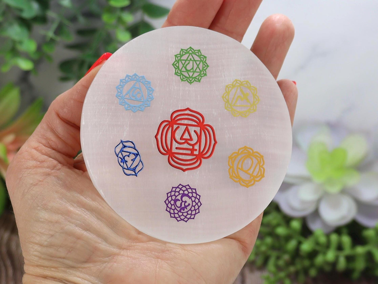 Selenite 7 Chakra Charging Plate Disk