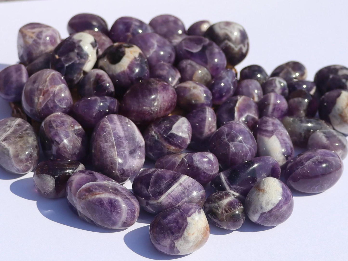 Chevron Amethyst Tumbled Stones